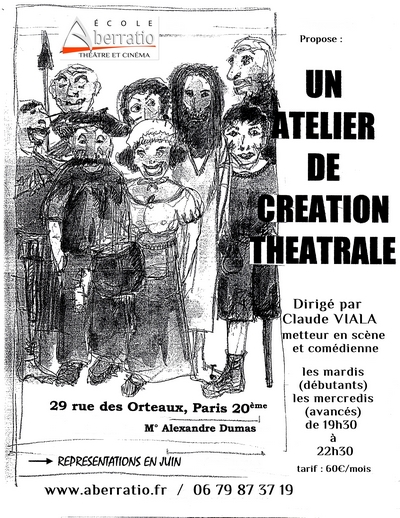 École de théâtre Aberratio - Apprentissage en 3 ans. / devenir comédien, acteur. - Stages et formations Paris - cinéma - théâtre